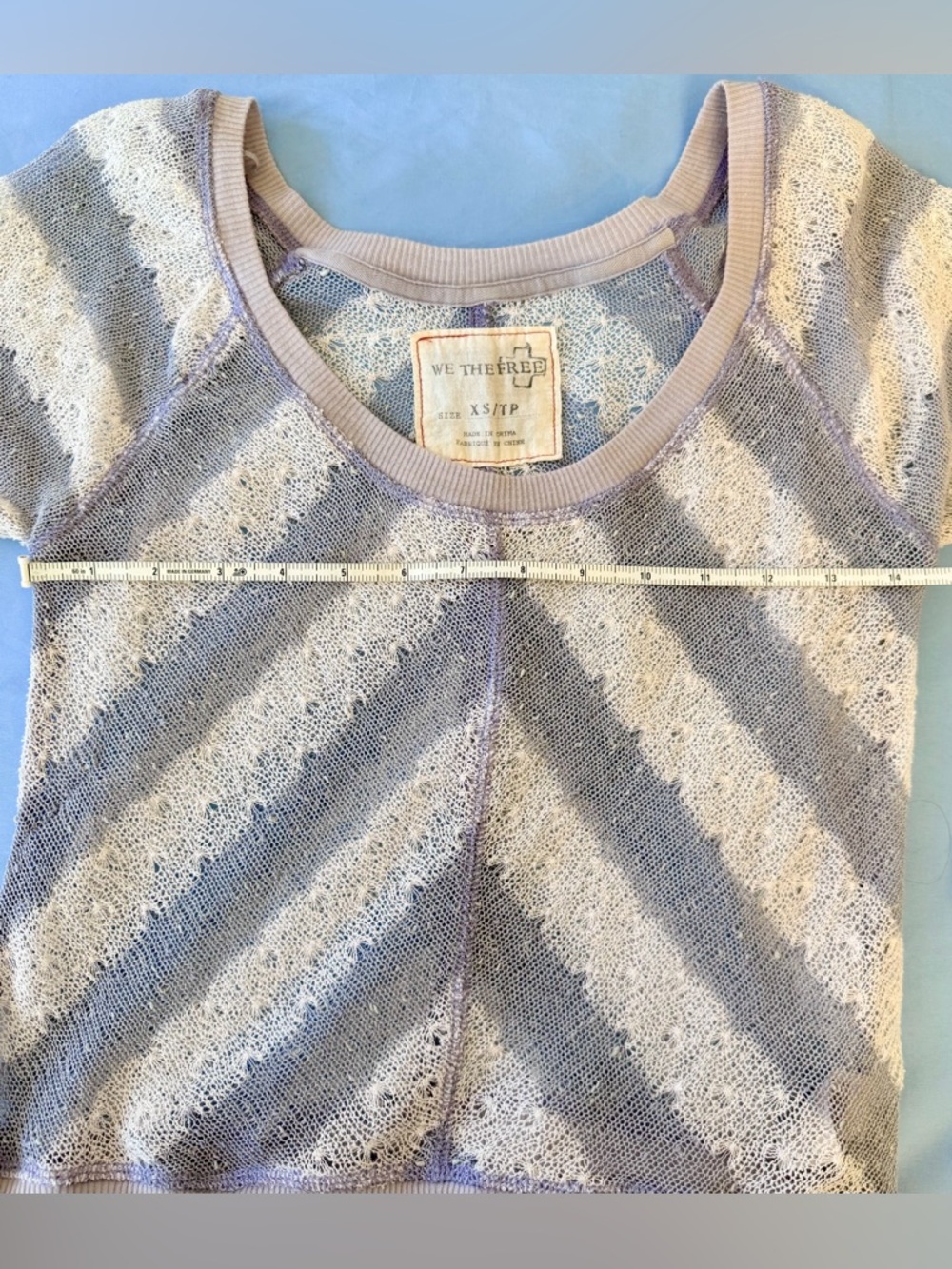 Free People We The Free Sheer Knit Long Sleeve Top XS Boho Grunge Distressed - Picture 7 of 8